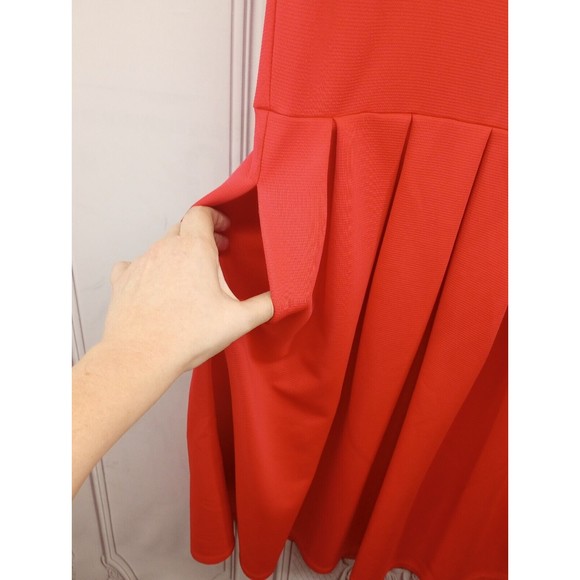 LuLaRoe Dress Women's SZ S Pleated Fit & Flare Puff Sleeves Back Zipper Coral EC - Picture 8 of 16